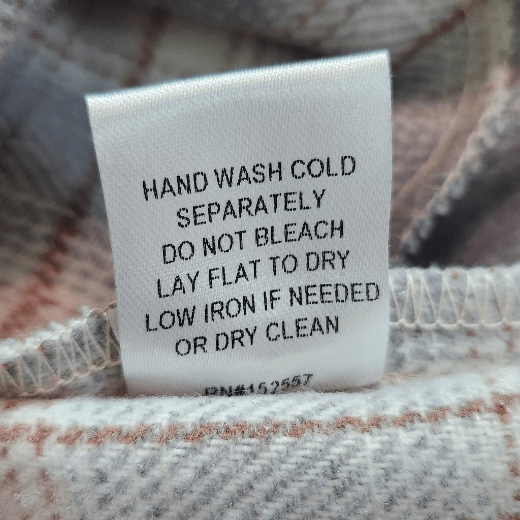Polagram Gray Plaid Shacket Size Large Gray and Brown Plaid Flannel