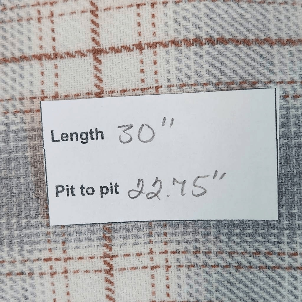 Polagram Gray Plaid Shacket Size Large Gray and Brown Plaid Flannel