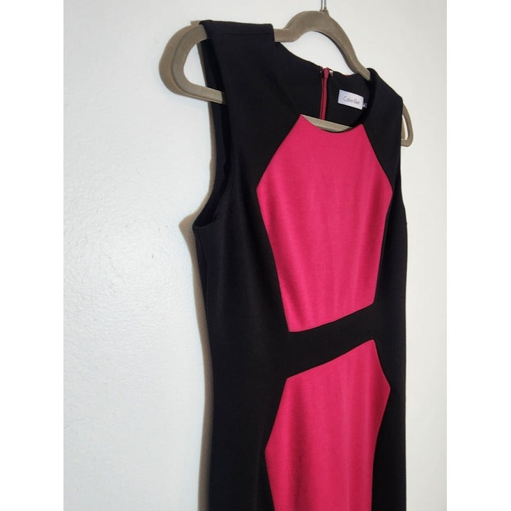 Calvin Klein Pink and Black Colorblock Sheath Dress Size 4