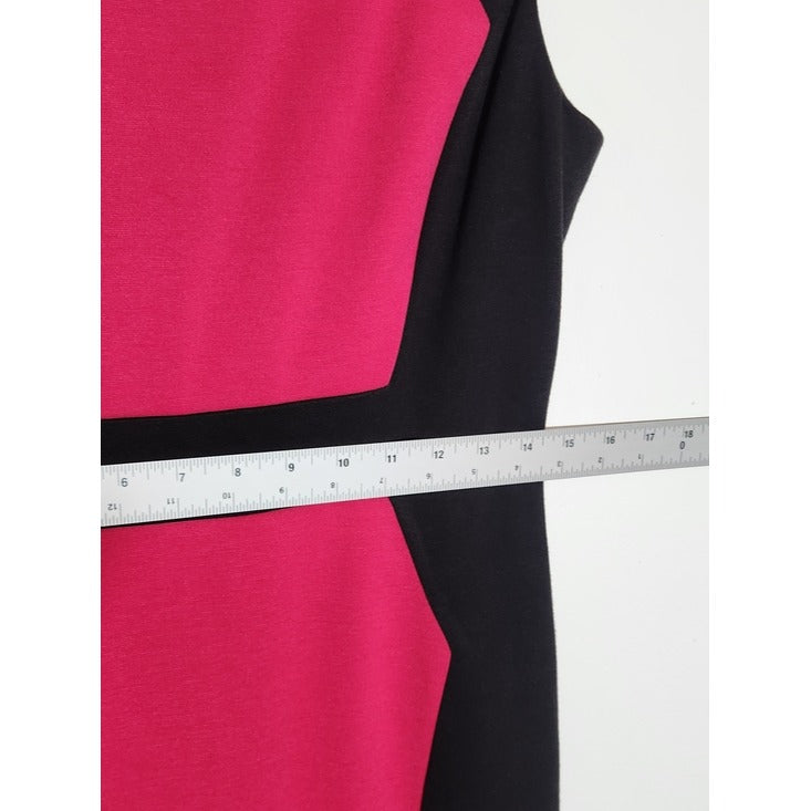 Calvin Klein Pink and Black Colorblock Sheath Dress Size 4