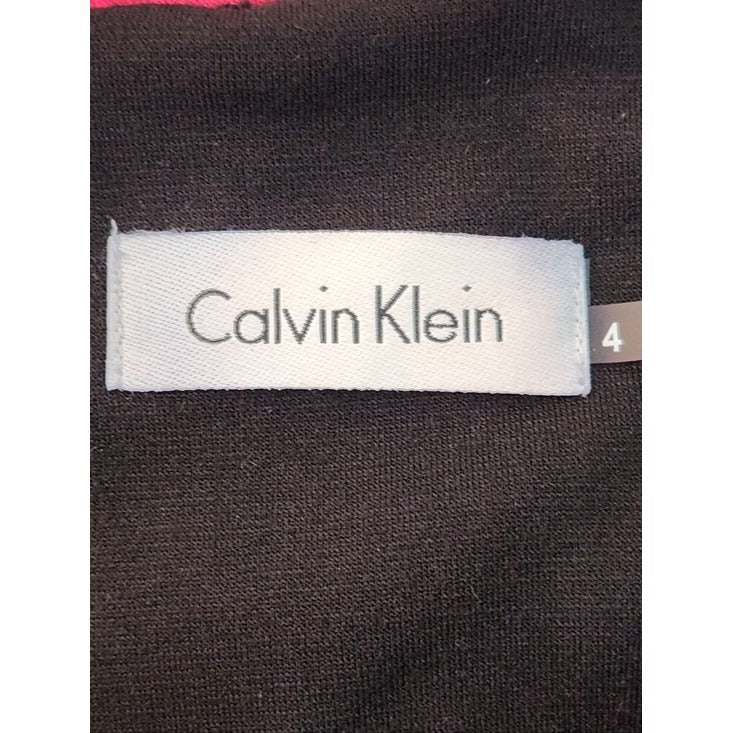 Calvin Klein Pink and Black Colorblock Sheath Dress Size 4