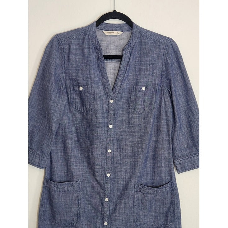 Old Navy Chambray Denim Mini Shirt Dress Size Medium