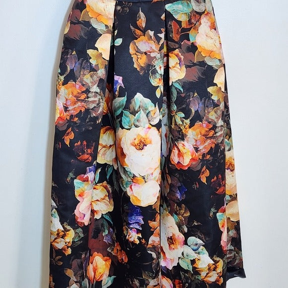 Closet London Black Floral Midi Dress Size 4 NWT Wedding Guest Dress