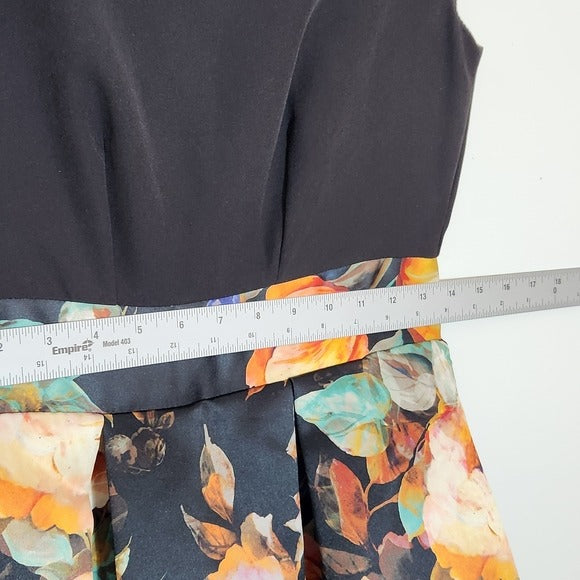 Closet London Black Floral Midi Dress Size 4 NWT Wedding Guest Dress