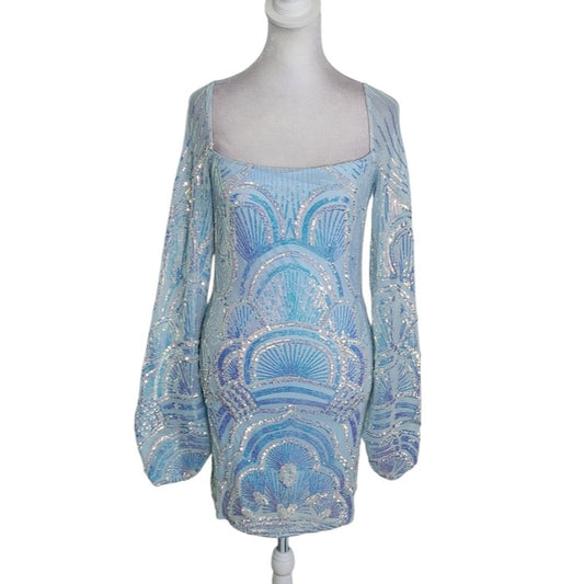 Velvi Light Blue Sequin Cocktail Dress Size Small Homecoming Dress