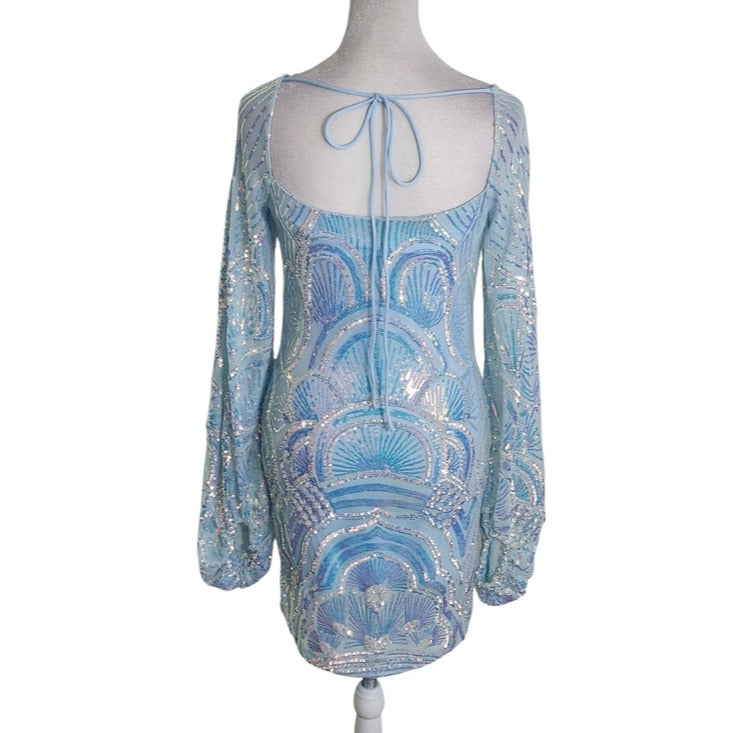 Velvi Light Blue Sequin Cocktail Dress Size Small Homecoming Dress