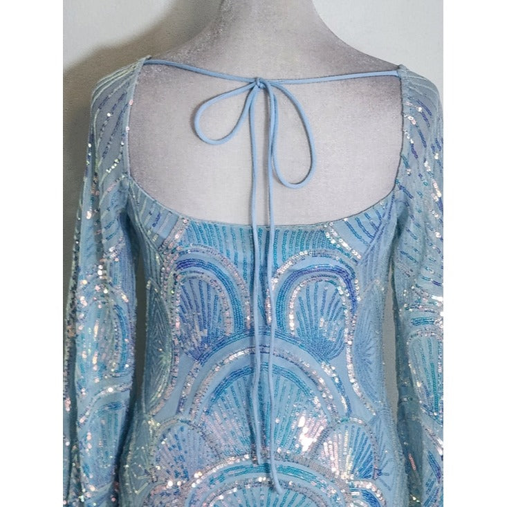 Velvi Light Blue Sequin Cocktail Dress Size Small Homecoming Dress