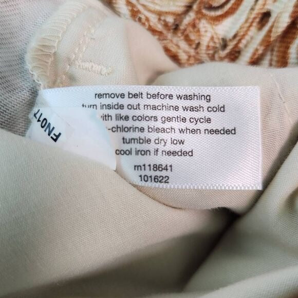 Lane Bryant Cream and Brown Paisley Pull-on Pants Size 18