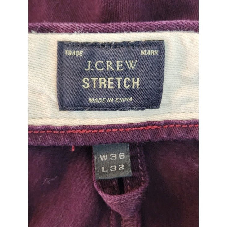 J. Crew Mens Plum Stretch Chino Pants Size 36x32