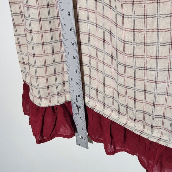 Hayden Los Angeles Beige Plaid Tunic with Ruffle Hem Size Large NWT
