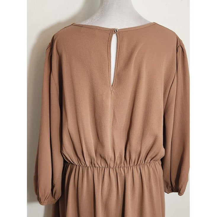 Pink Lily Brown Wrap Look Mini Dress Size XL Wedding Guest Dress