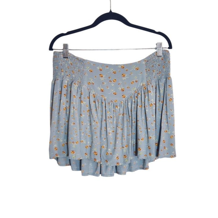 Urban Outfitters Light Blue Floral Print Mini Skirt Skort Size Large