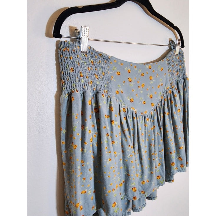 Urban Outfitters Light Blue Floral Print Mini Skirt Skort Size Large