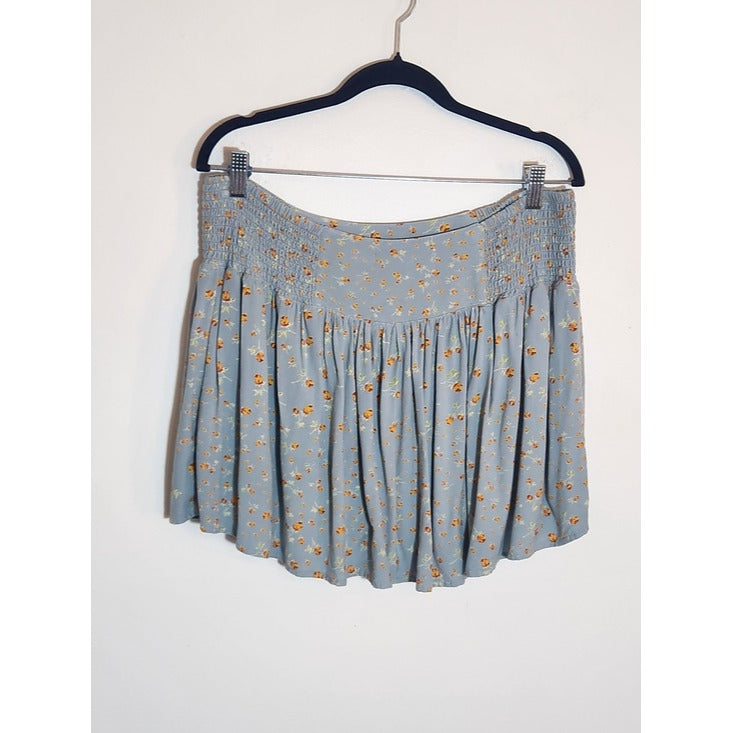 Urban Outfitters Light Blue Floral Print Mini Skirt Skort Size Large