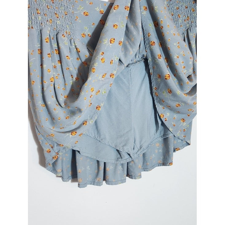 Urban Outfitters Light Blue Floral Print Mini Skirt Skort Size Large