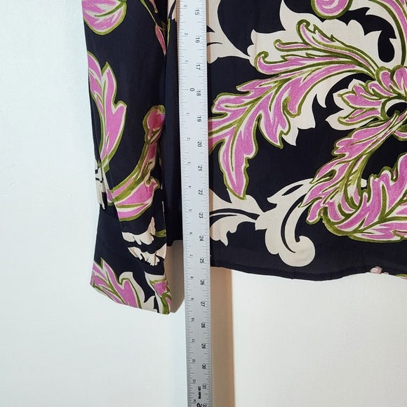 Karen Kane Black and Pink Floral Print Blouse Size Large NWT