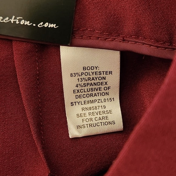 NY Collection Wine Nouvelle Ankle Pants Size 10 NWT