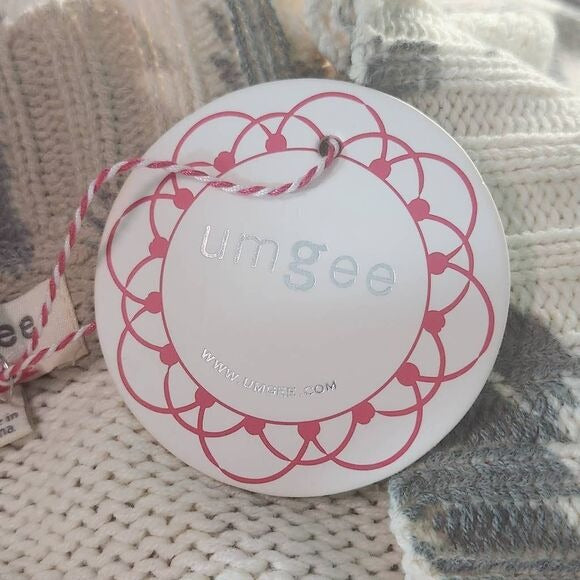 Umgee Cream and Gray Distressed Oversized Leopard Print Sweater Size Small New