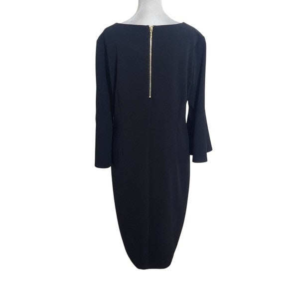 Liz Claiborne Black Dress with Bell Sleeves Size 12 Classic Black Dress