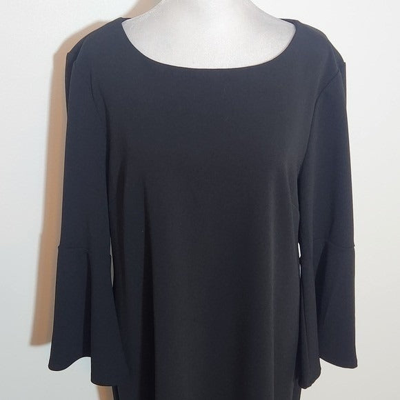 Liz Claiborne Black Dress with Bell Sleeves Size 12 Classic Black Dress