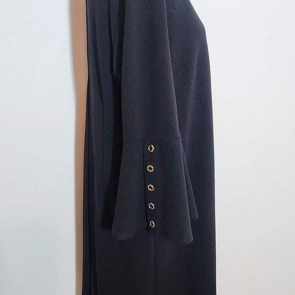 Liz Claiborne Black Dress with Bell Sleeves Size 12 Classic Black Dress