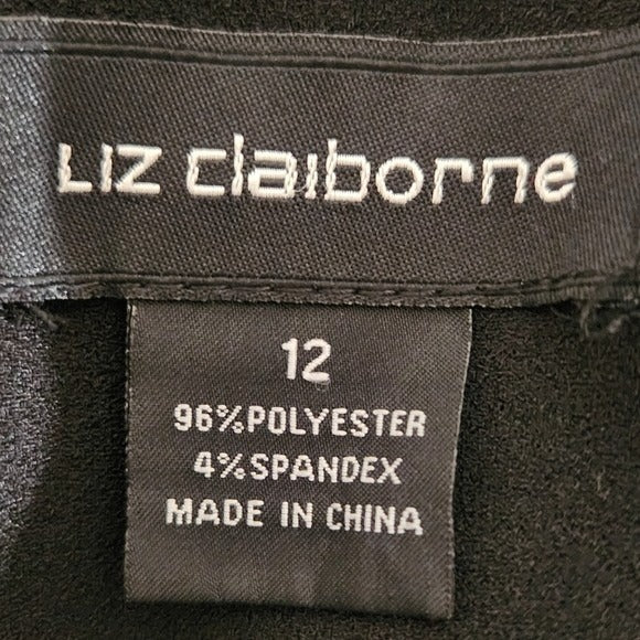 Liz Claiborne Black Dress with Bell Sleeves Size 12 Classic Black Dress