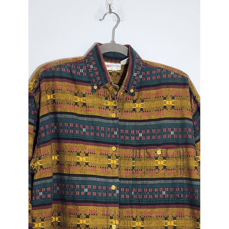 Cristina Vintage Western Embroidered Button-Down Shirt Size Large