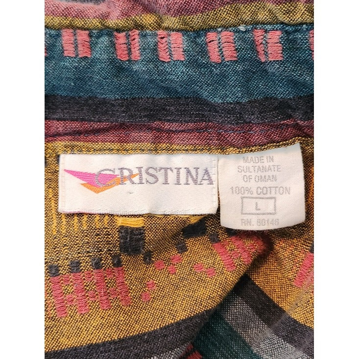 Cristina Vintage Western Embroidered Button-Down Shirt Size Large