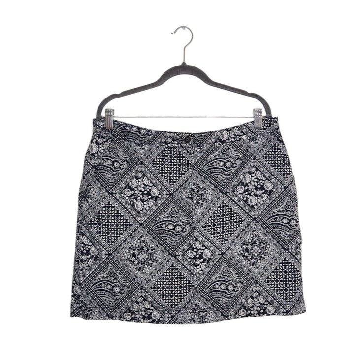 Karen Scott Navy and White Bandana Print Skort Size 10