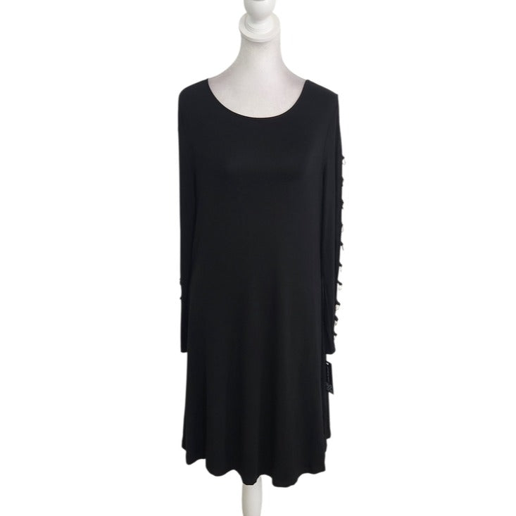Cable & Gauge Black Cutout Long Sleeve Knit Mini Dress Size Medium NWT