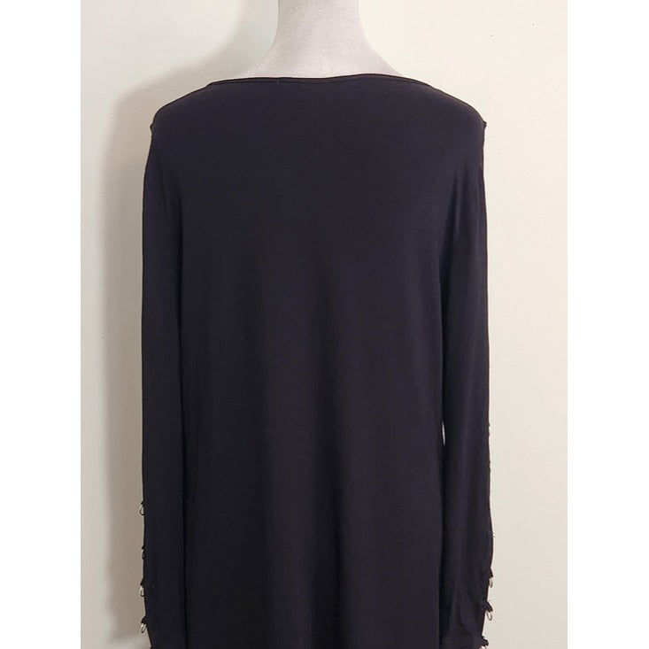 Cable & Gauge Black Cutout Long Sleeve Knit Mini Dress Size Medium NWT