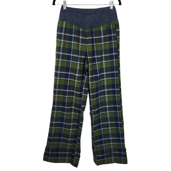 WeWoreWhat Green and Navy Plaid Pant Size Small Low Rise Plaid Knit PantsNew