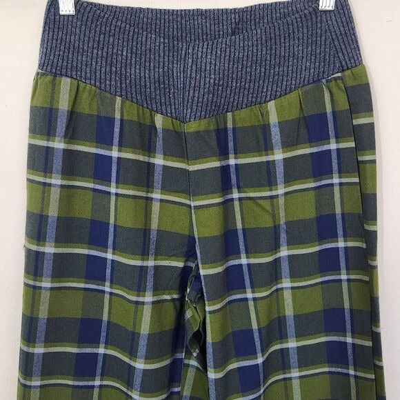 WeWoreWhat Green and Navy Plaid Pant Size Small Low Rise Plaid Knit PantsNew