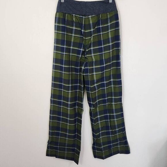 WeWoreWhat Green and Navy Plaid Pant Size Small Low Rise Plaid Knit PantsNew