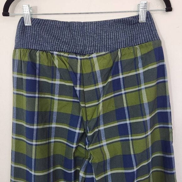 WeWoreWhat Green and Navy Plaid Pant Size Small Low Rise Plaid Knit PantsNew