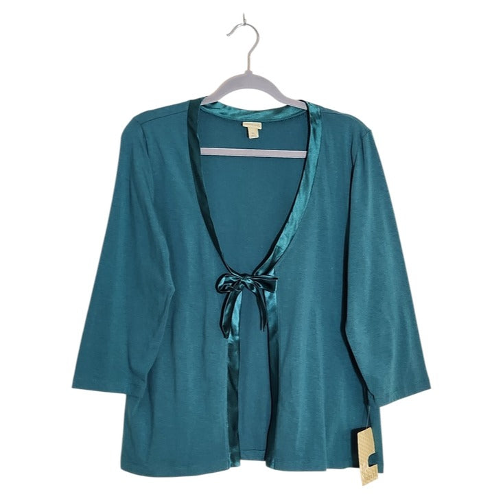 Linden Hill Teal Tie Front Cardigan Size XL NWT
