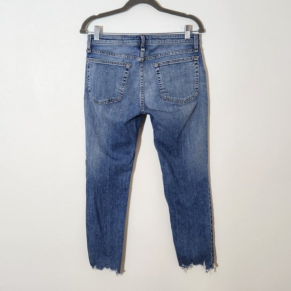 Rag & Bone Light Wash Low-Rise Slim Boyfriend Distressed Cropped Jeans Size 28