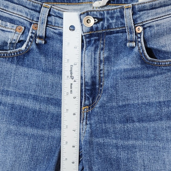 Rag & Bone Light Wash Low-Rise Slim Boyfriend Distressed Cropped Jeans Size 28