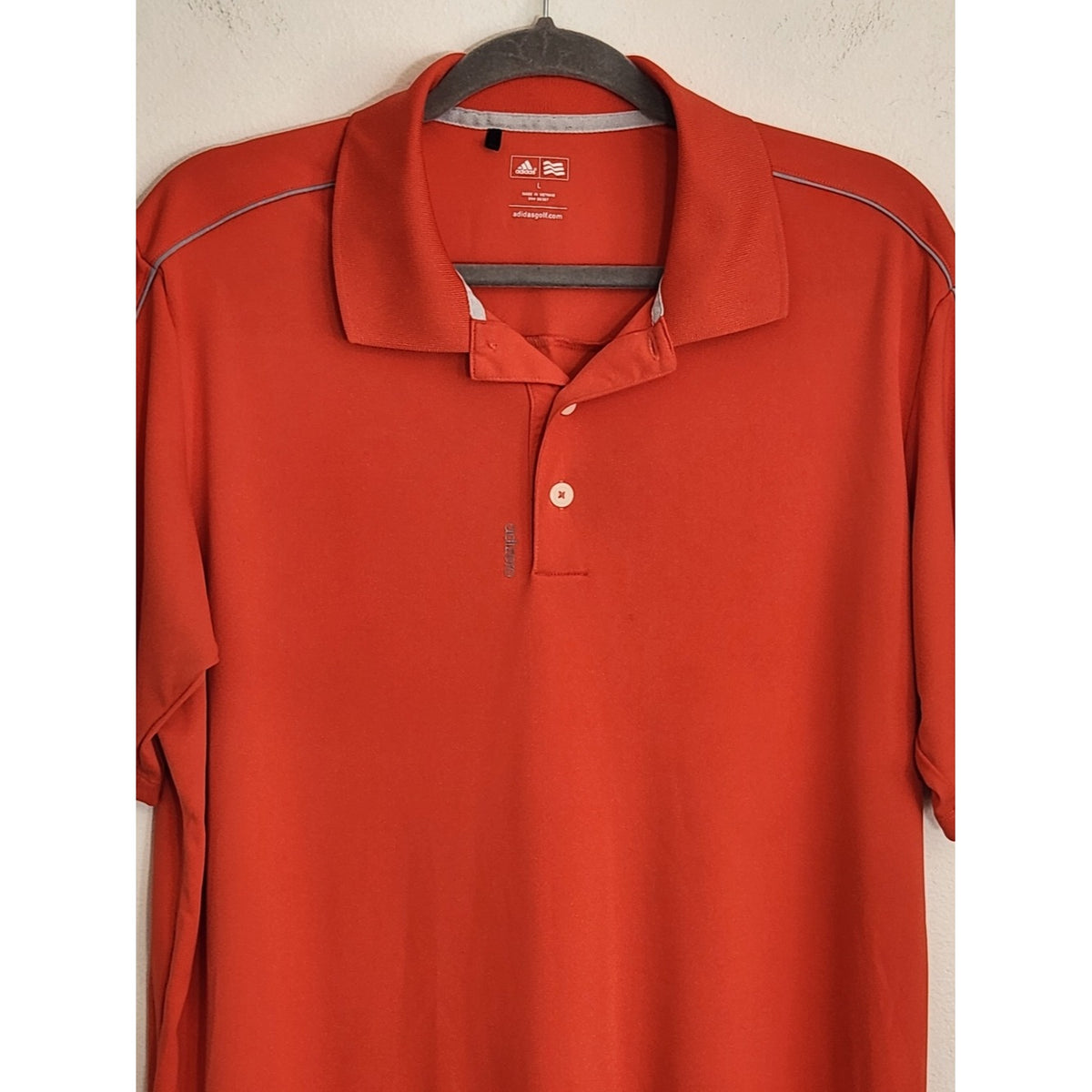 Adidas Orange Performance Golf Polo Reflective Details Size Large