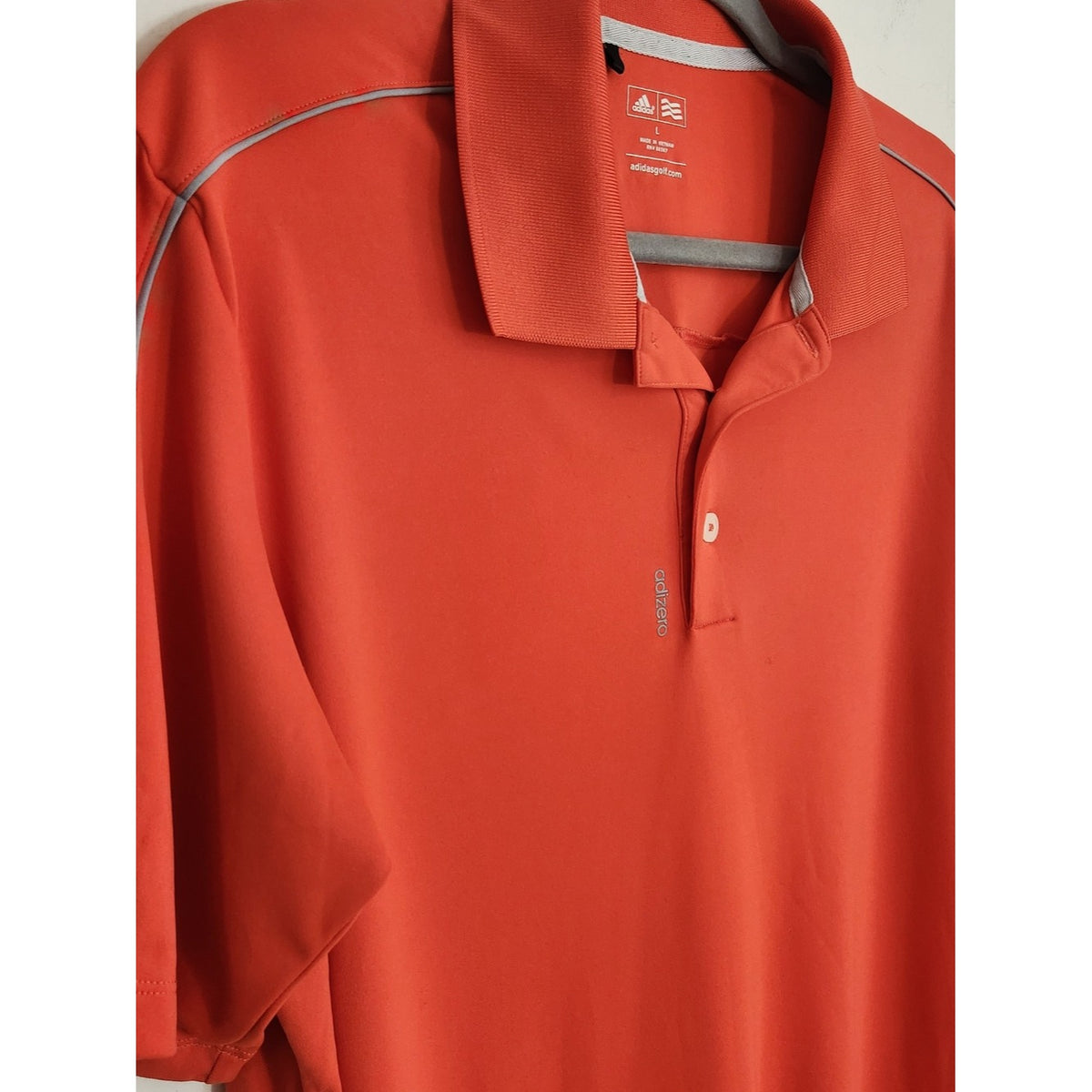 Adidas Orange Performance Golf Polo Reflective Details Size Large