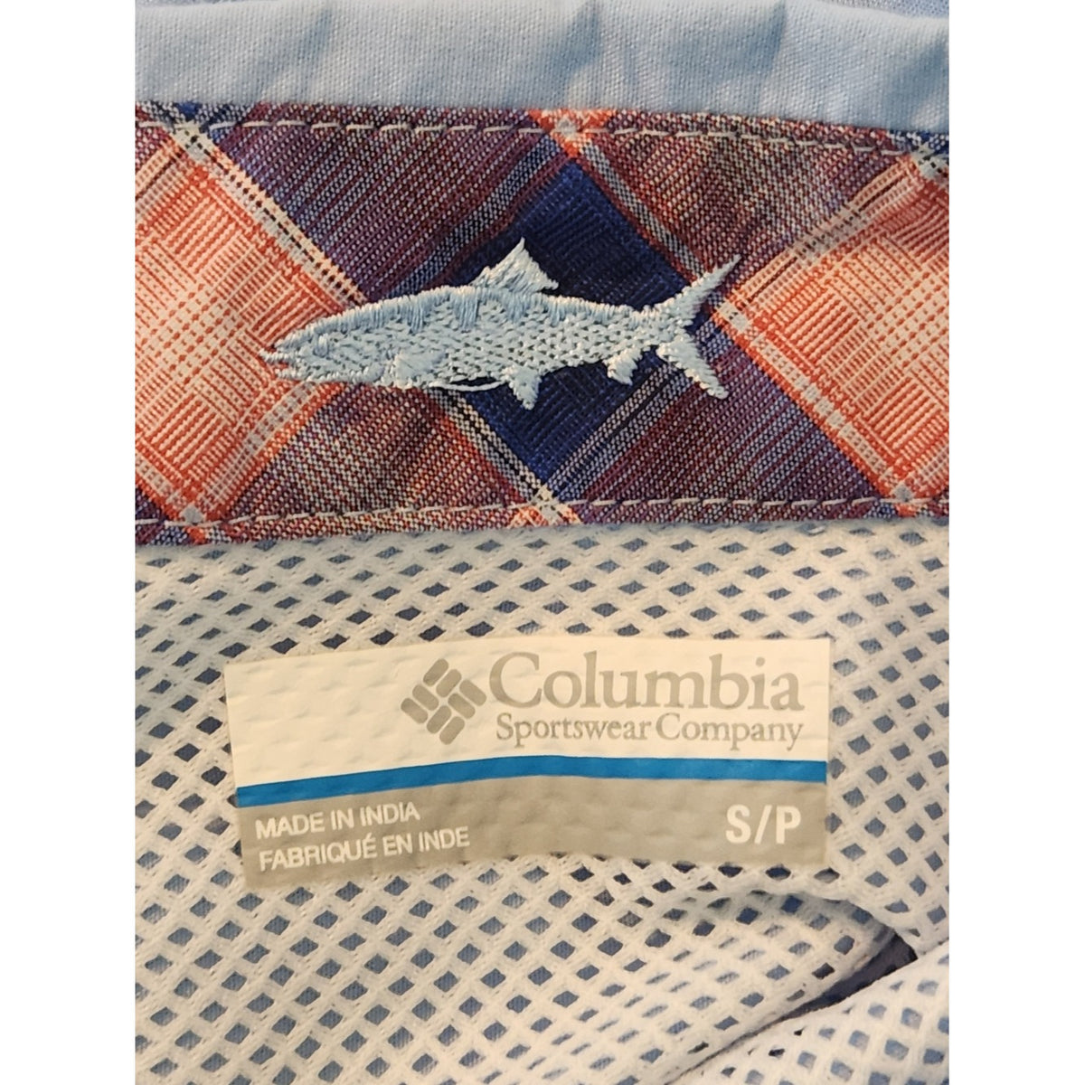 Columbia PFG Light Blue Short Sleeve Button Down Shirt Size Small
