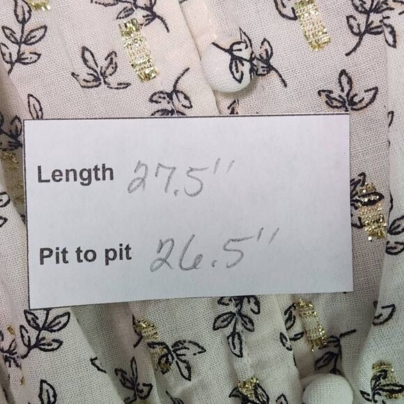 Old Navy Cream and Black Floral Button Down Top with Full Sleeves Size 4X New