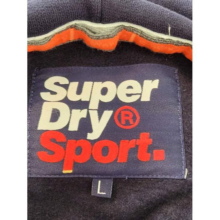 Superdry Navy and Orange Pullover Sweatshirt Hoodie Size Large NWT