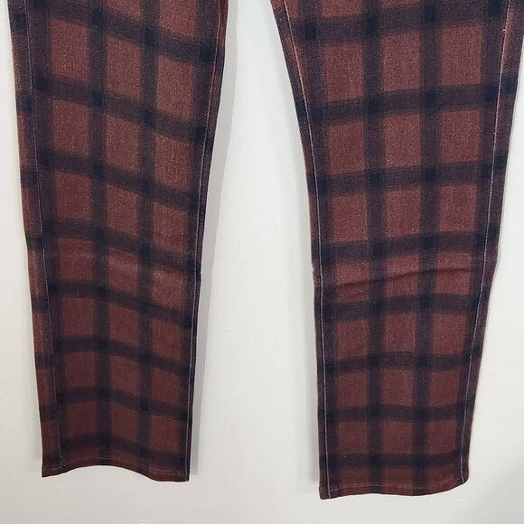 WeWoreWhat Women's Navy and Brown Plaid Jeans Size 27, New