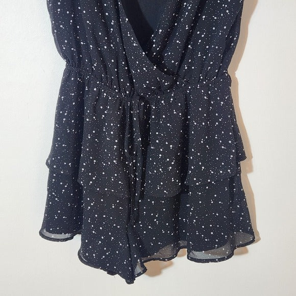 Altar’d State Black Floral Romper with White Accents Size Small