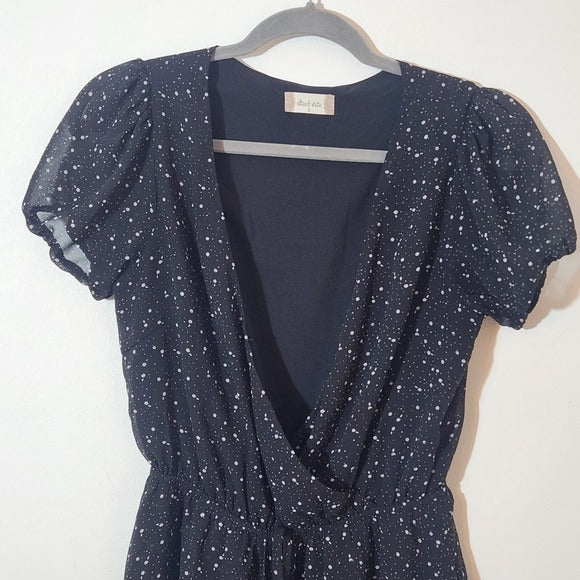 Altar’d State Black Floral Romper with White Accents Size Small