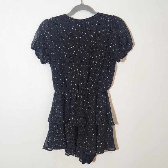 Altar’d State Black Floral Romper with White Accents Size Small