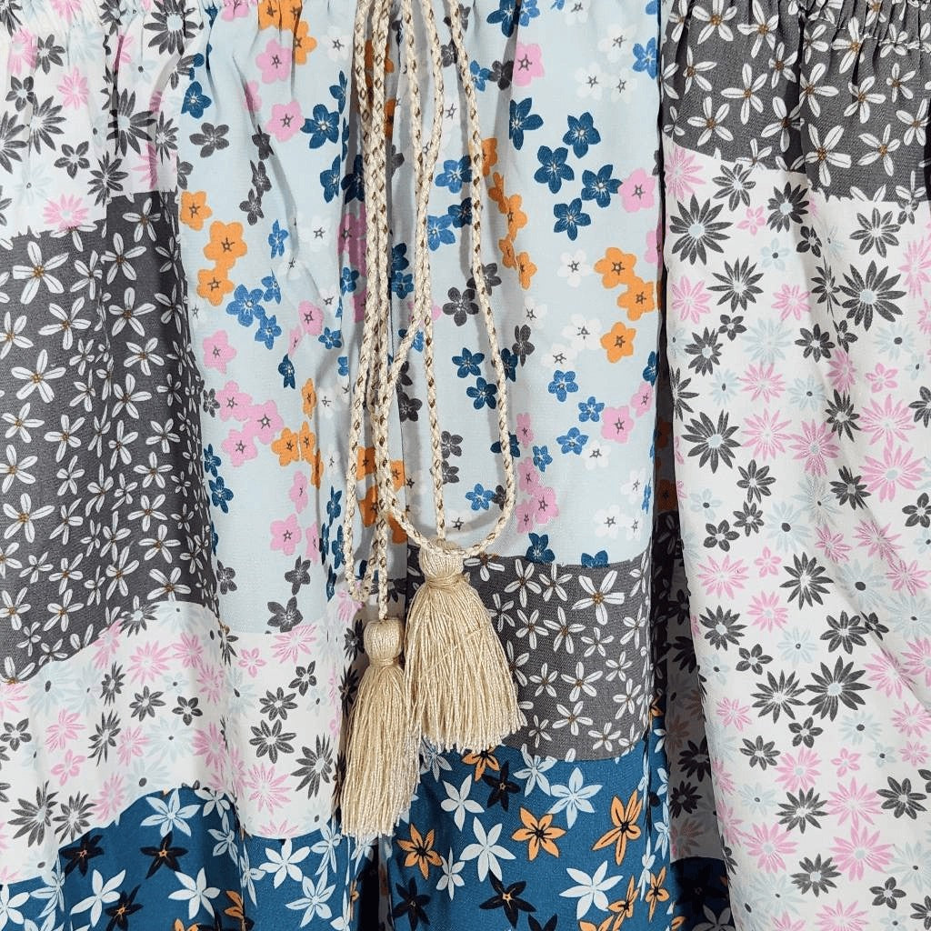 GiGio Blue and Pink Patchwork Boho Short Romper NWT Size Small GiGio Boho Romper