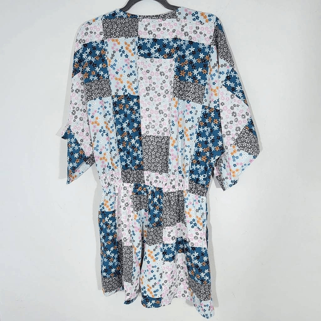 GiGio Blue and Pink Patchwork Boho Short Romper NWT Size Small GiGio Boho Romper