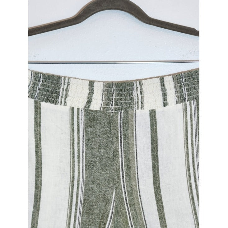 No Boundaries Green and White Stripe Fringe Hem Shorts Size XL NWT